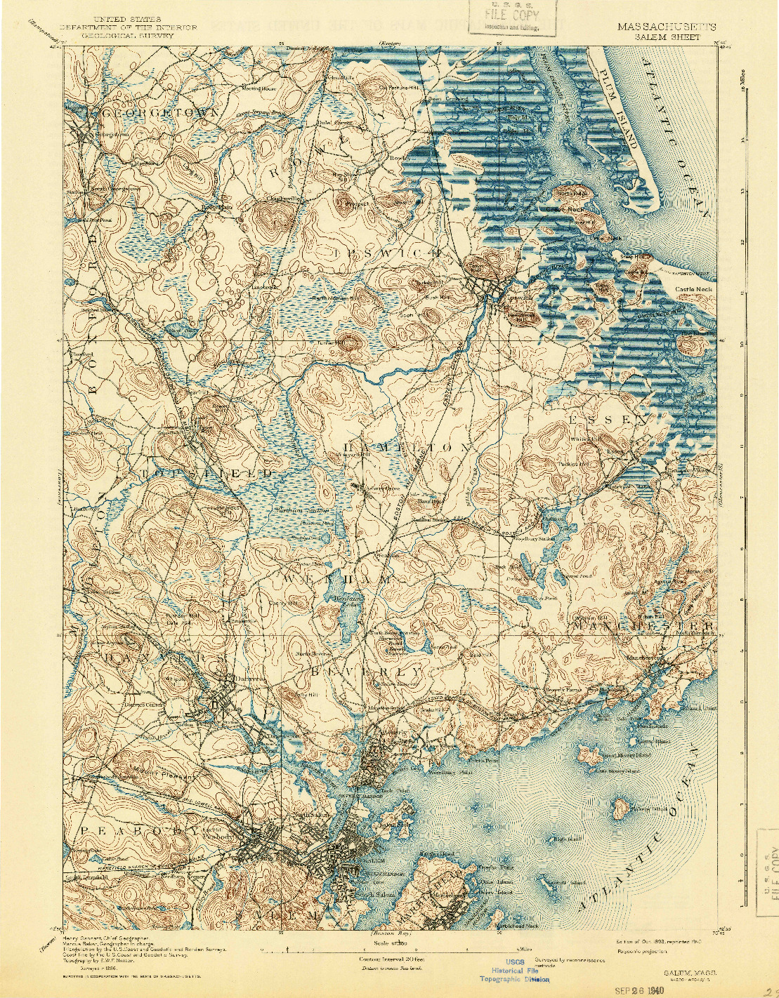 USGS 1:62500-SCALE QUADRANGLE FOR SALEM, MA 1893