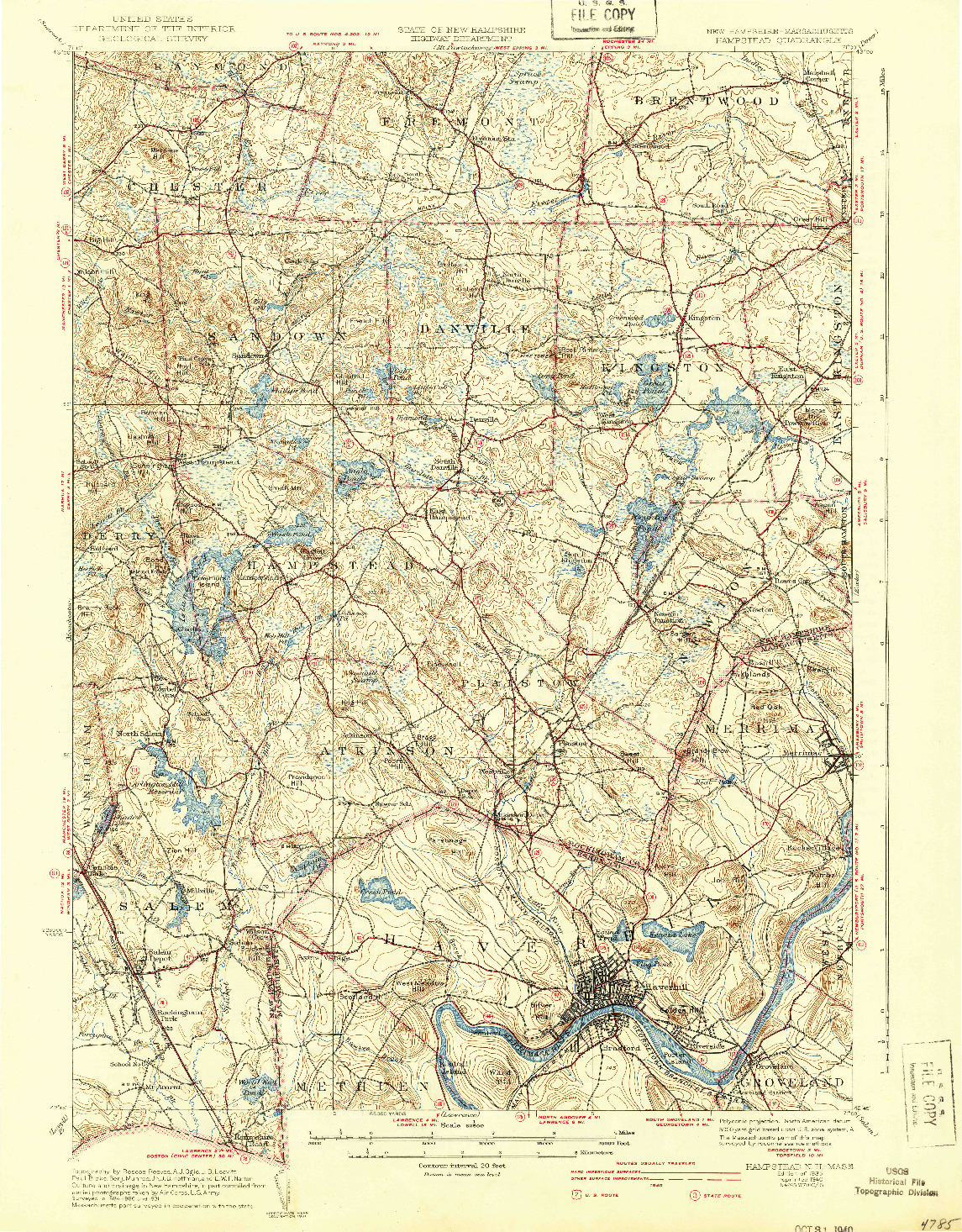 USGS 1:62500-SCALE QUADRANGLE FOR HAMPSTEAD, NH 1935