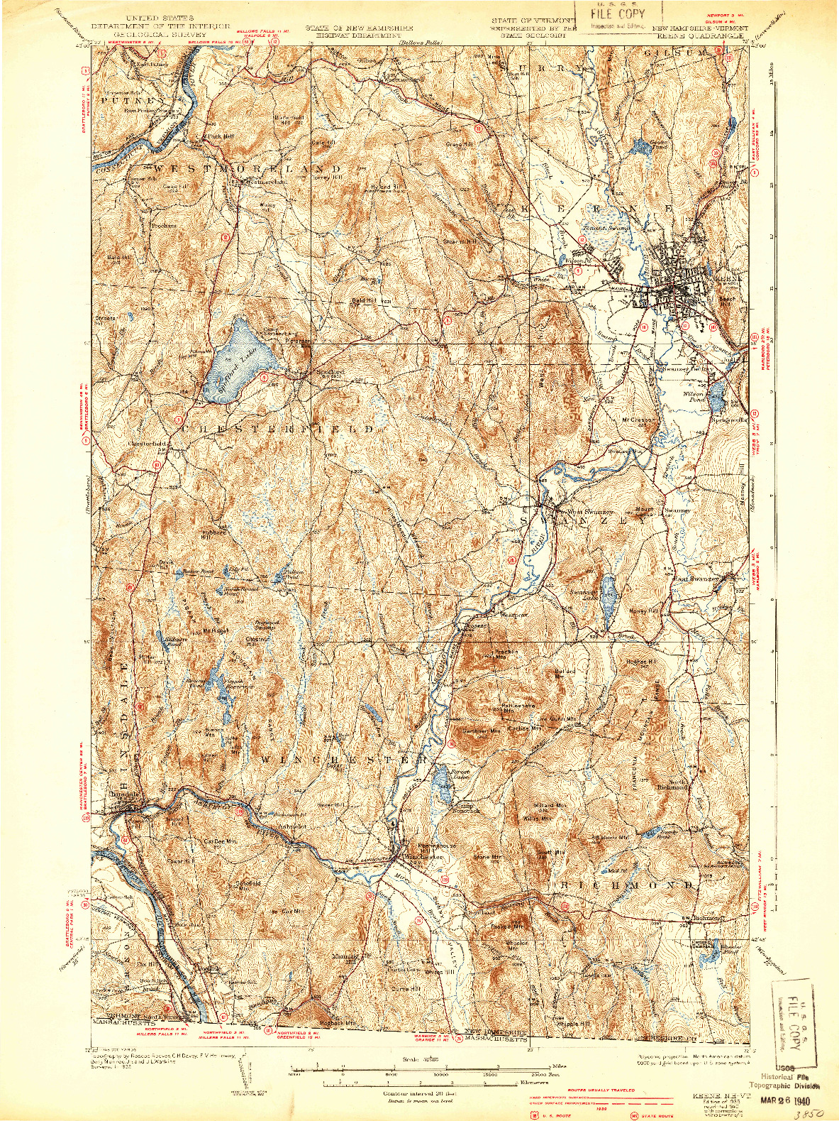 USGS 1:62500-SCALE QUADRANGLE FOR KEENE, NH 1935