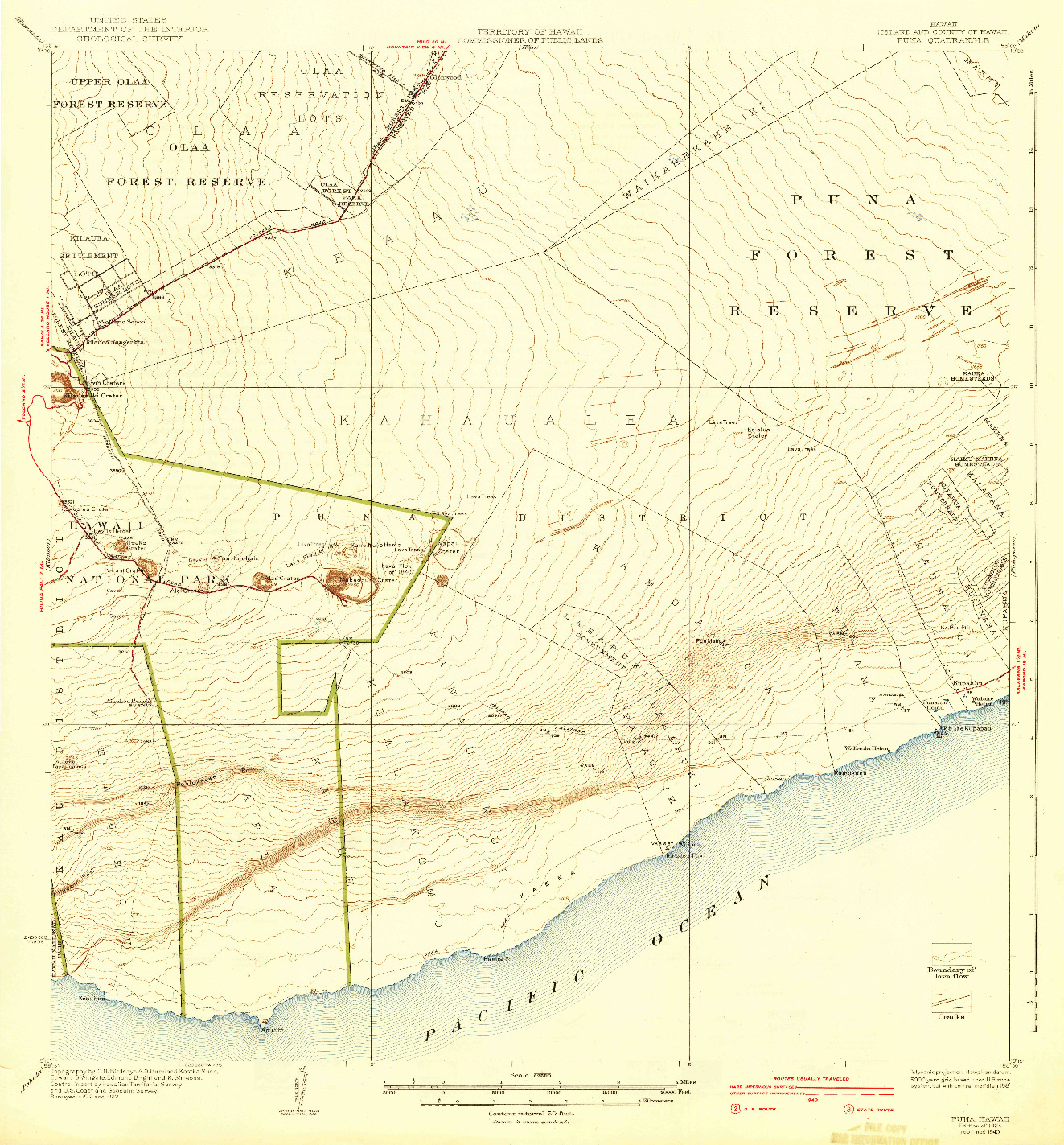 USGS 1:62500-SCALE QUADRANGLE FOR PUNA, HI 1924