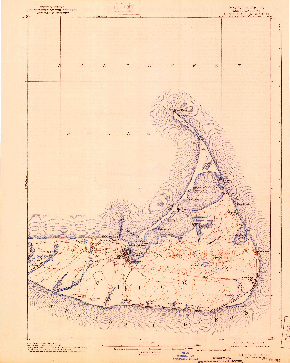 USGS 1:62500-SCALE QUADRANGLE FOR NANTUCKET, MA 1901