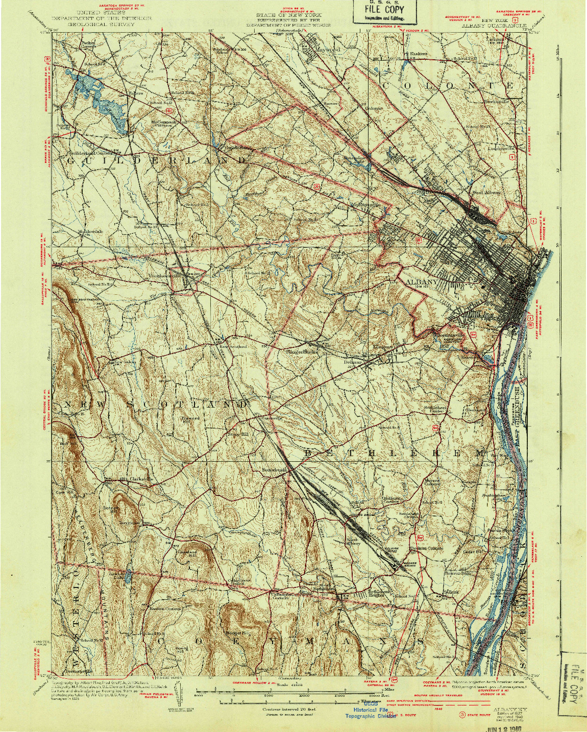 USGS 1:62500-SCALE QUADRANGLE FOR ALBANY, NY 1927