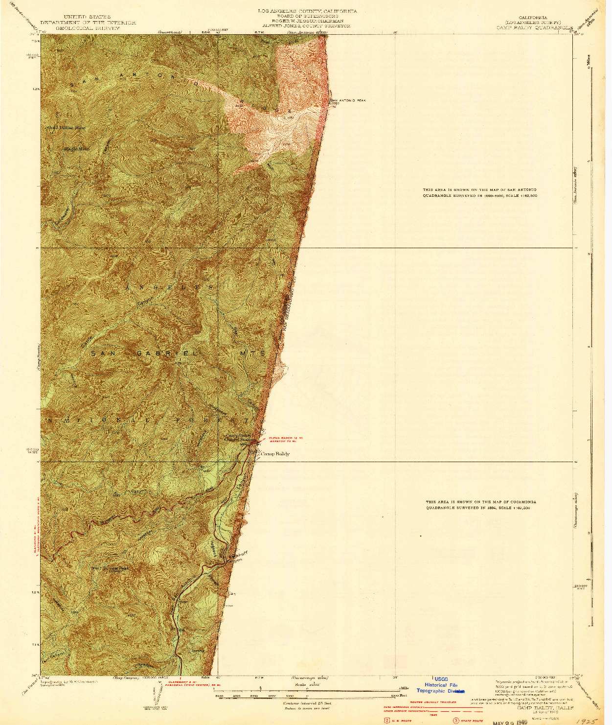 USGS 1:24000-SCALE QUADRANGLE FOR CAMP BALDY, CA 1940