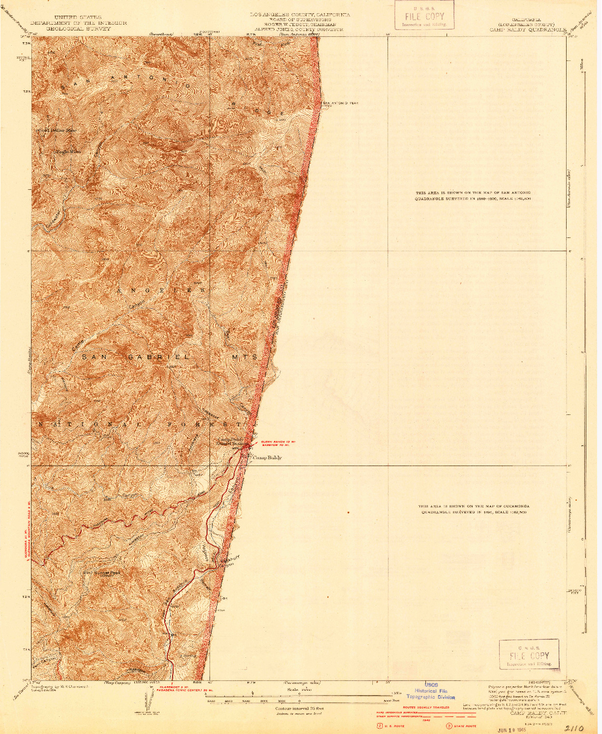 USGS 1:24000-SCALE QUADRANGLE FOR CAMP BALDY, CA 1940
