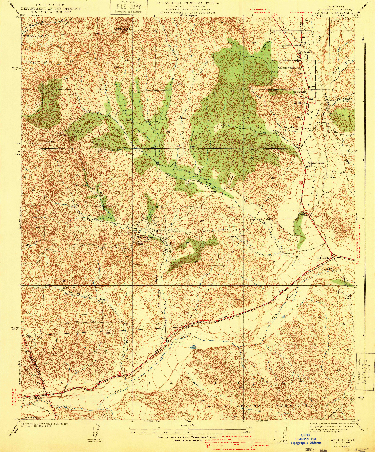 USGS 1:24000-SCALE QUADRANGLE FOR CASTAIC, CA 1940