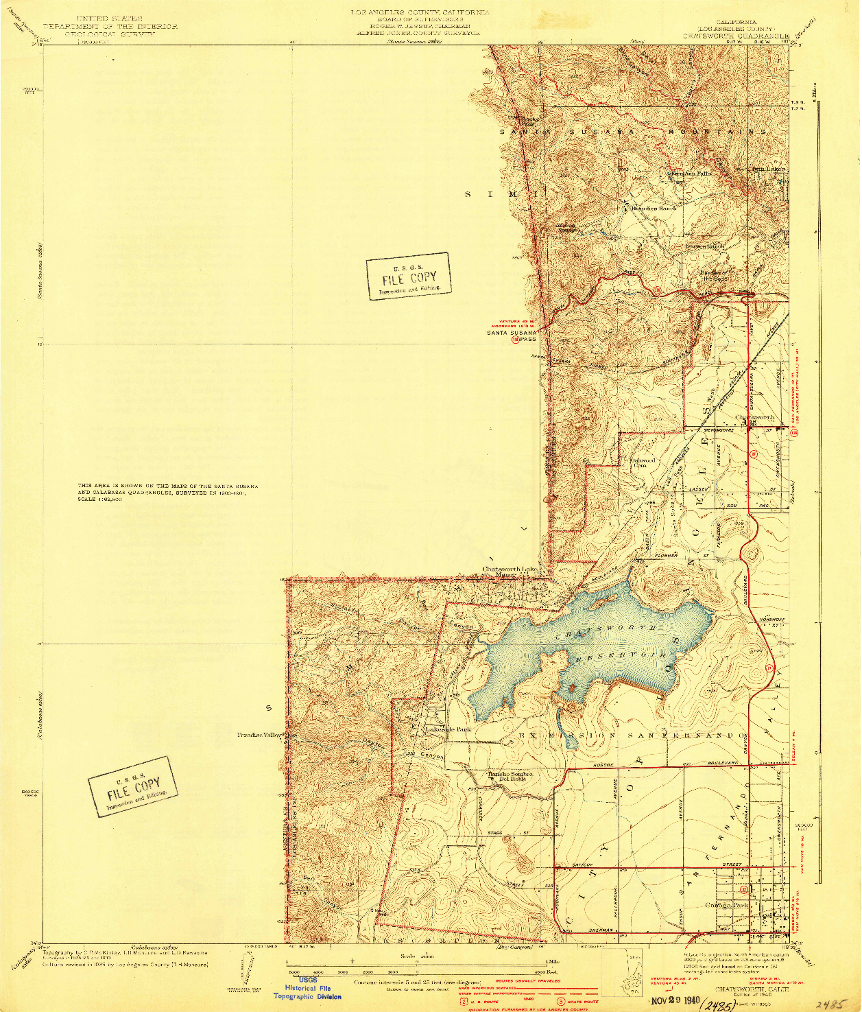 USGS 1:24000-SCALE QUADRANGLE FOR CHATSWORTH, CA 1940