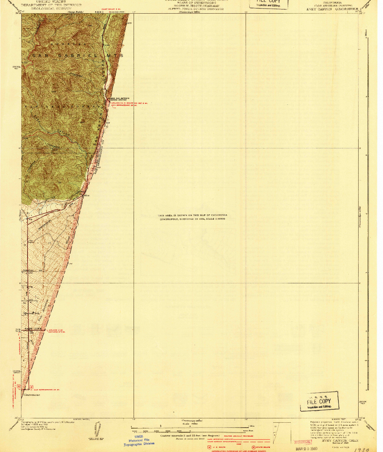 USGS 1:24000-SCALE QUADRANGLE FOR EVEY CANYON, CA 1940