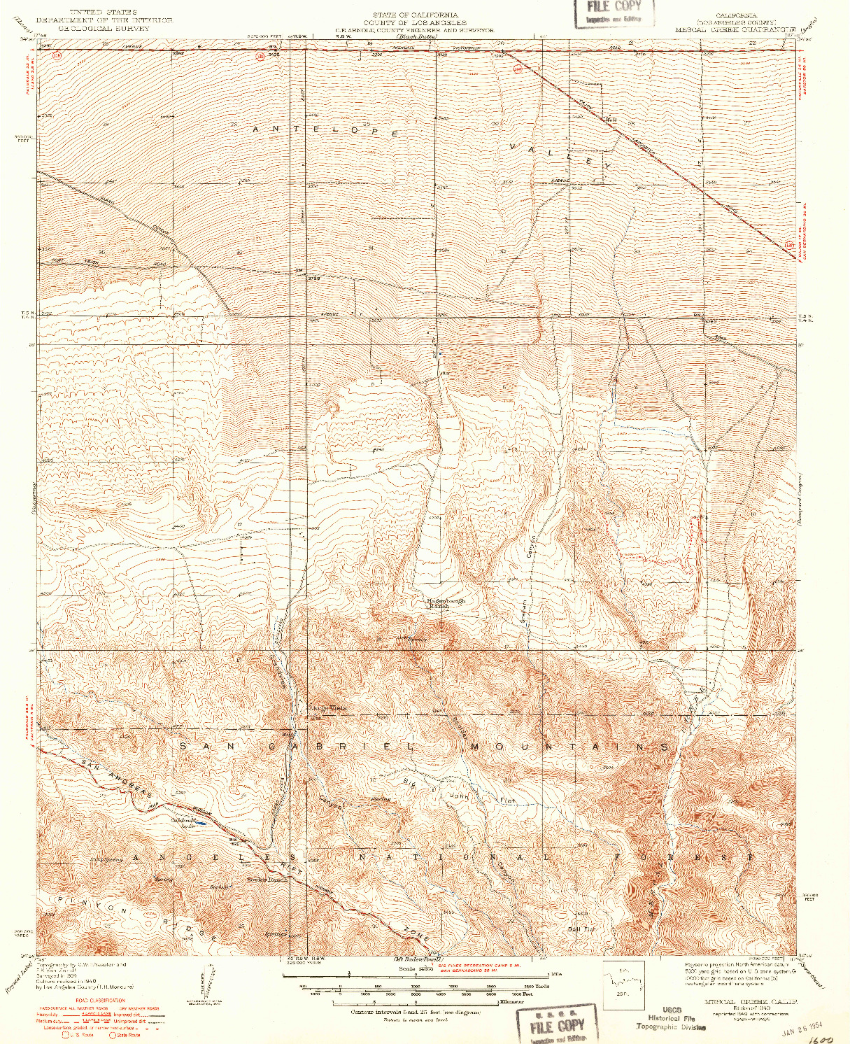 USGS 1:24000-SCALE QUADRANGLE FOR MESCAL CREEK, CA 1940