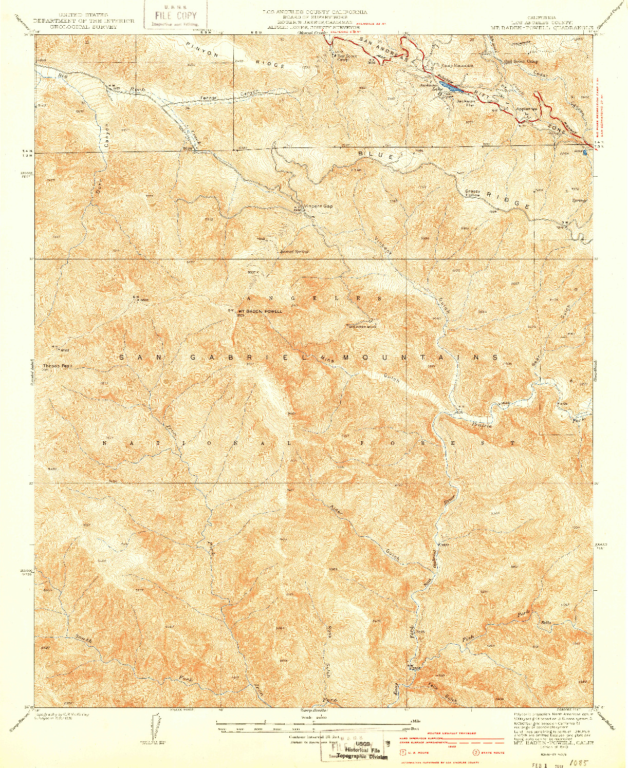 USGS 1:24000-SCALE QUADRANGLE FOR MT. BADEN-POWELL, CA 1940
