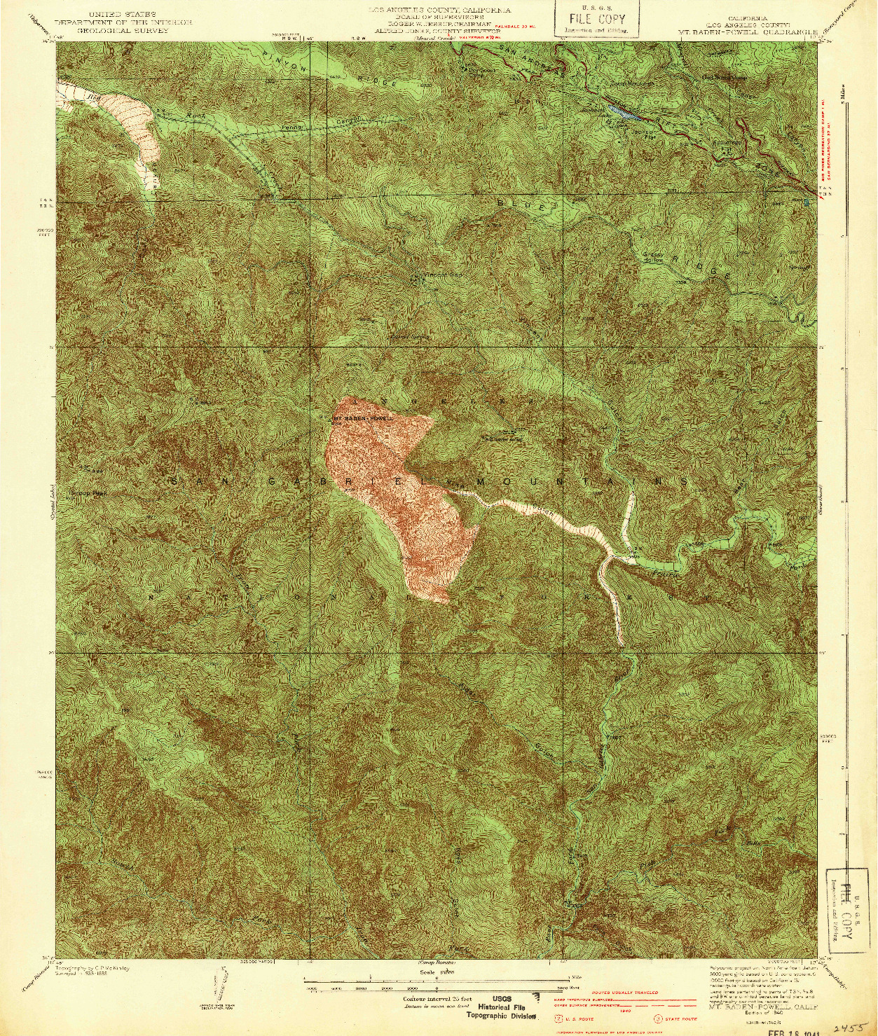 USGS 1:24000-SCALE QUADRANGLE FOR MT. BADEN-POWELL, CA 1940