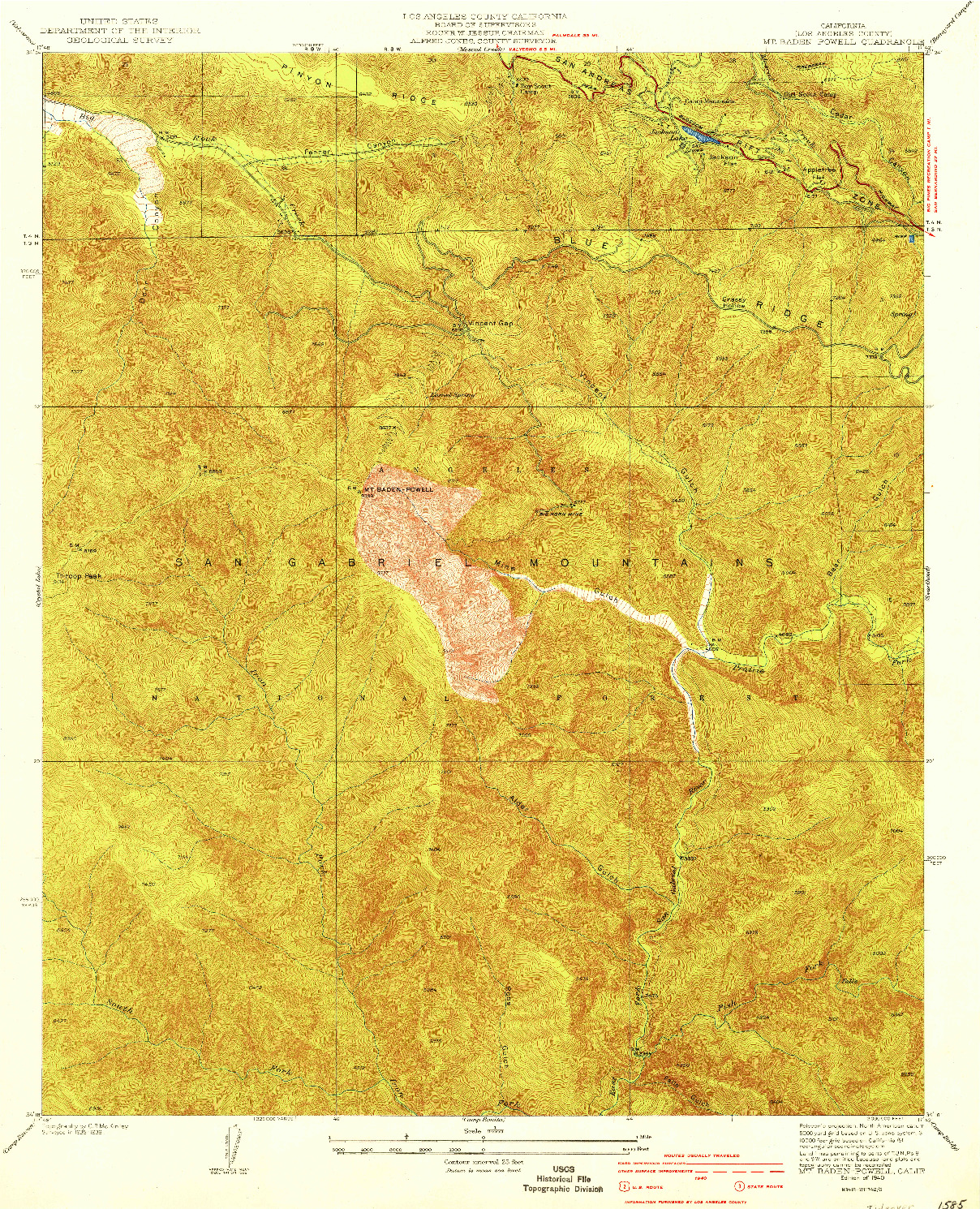 USGS 1:24000-SCALE QUADRANGLE FOR MT. BADEN-POWELL, CA 1940