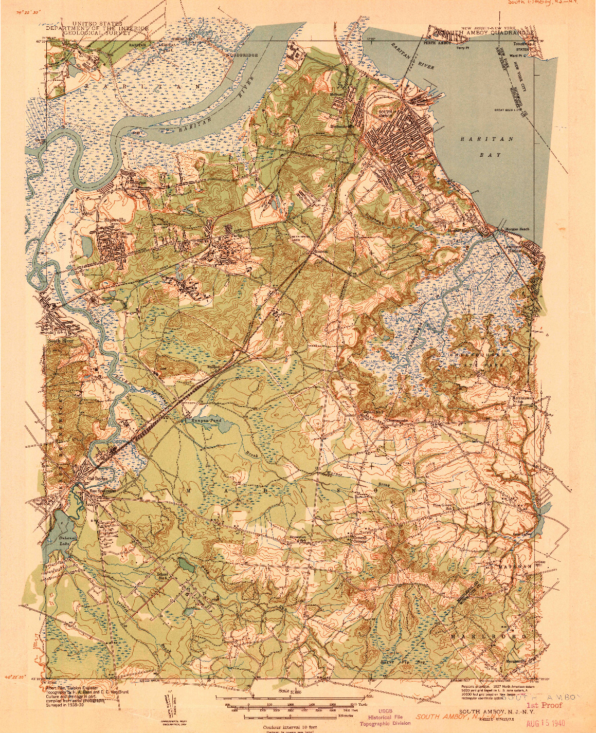 USGS 1:31680-SCALE QUADRANGLE FOR SOUTH AMBOY, NJ 1940