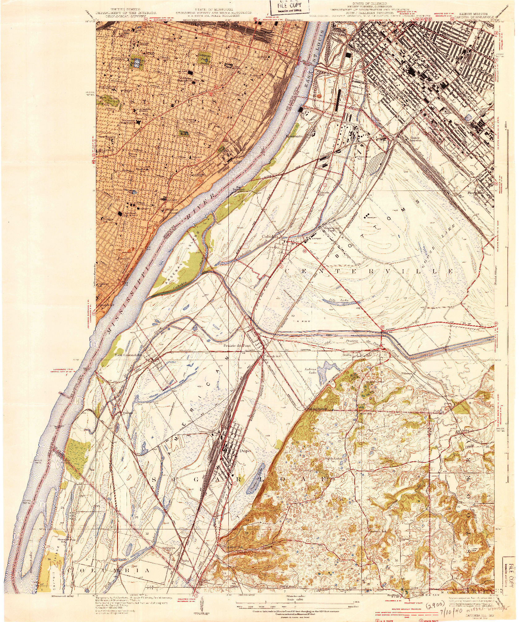 USGS 1:24000-SCALE QUADRANGLE FOR CAHOKIA, IL 1940