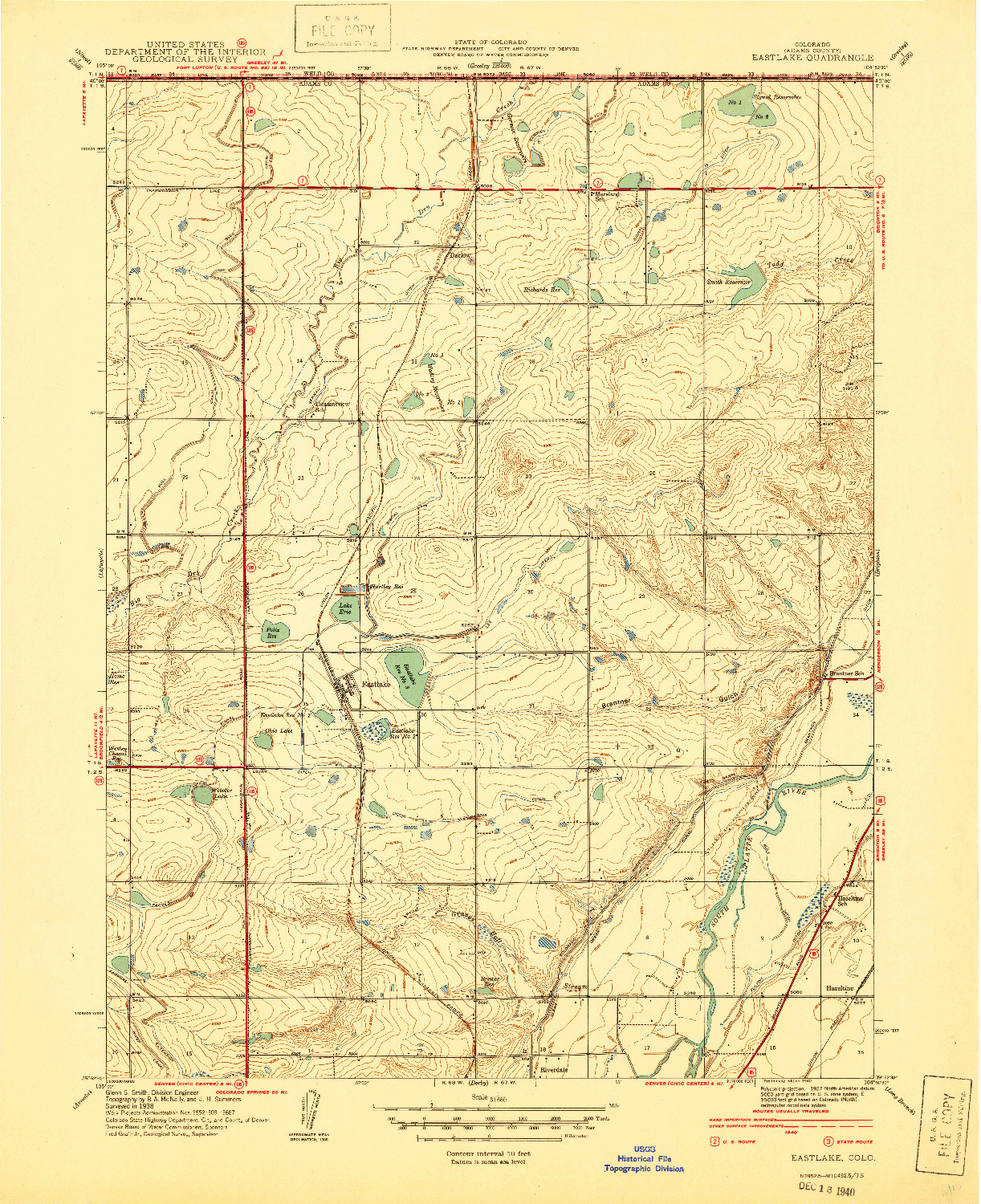 USGS 1:31680-SCALE QUADRANGLE FOR EASTLAKE, CO 1940