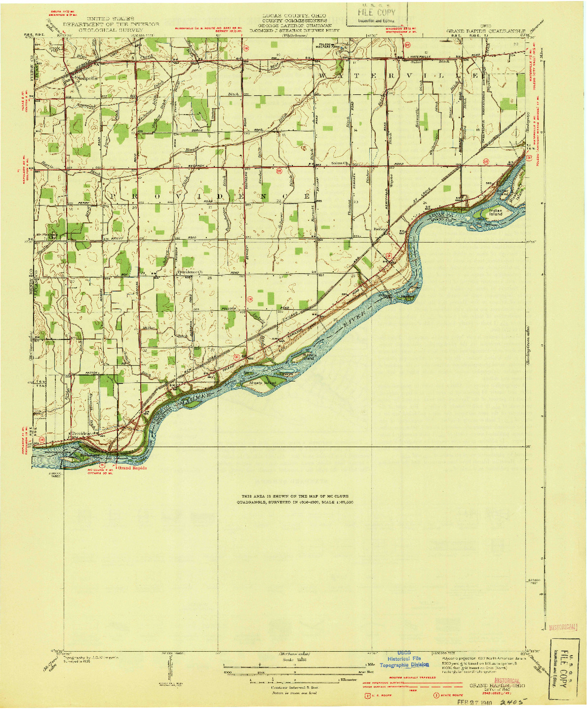 USGS 1:31680-SCALE QUADRANGLE FOR GRAND RAPIDS, OH 1940