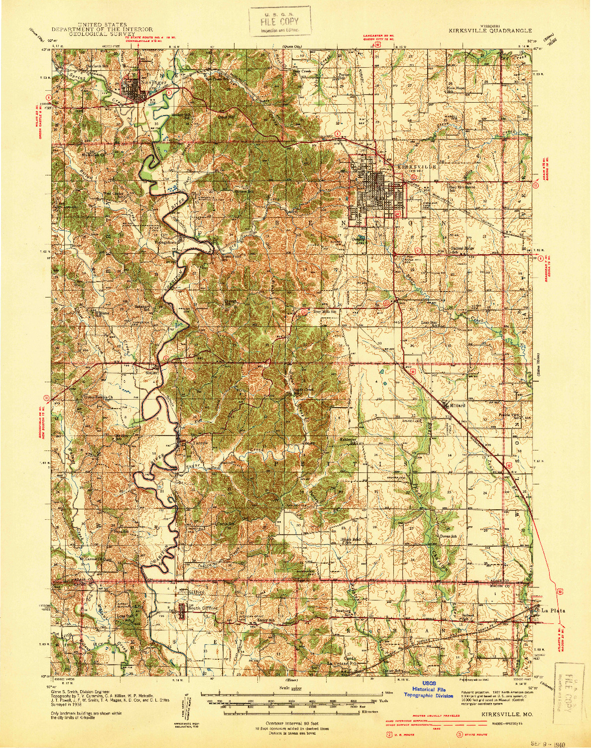 USGS 1:62500-SCALE QUADRANGLE FOR KIRKSVILLE, MO 1940