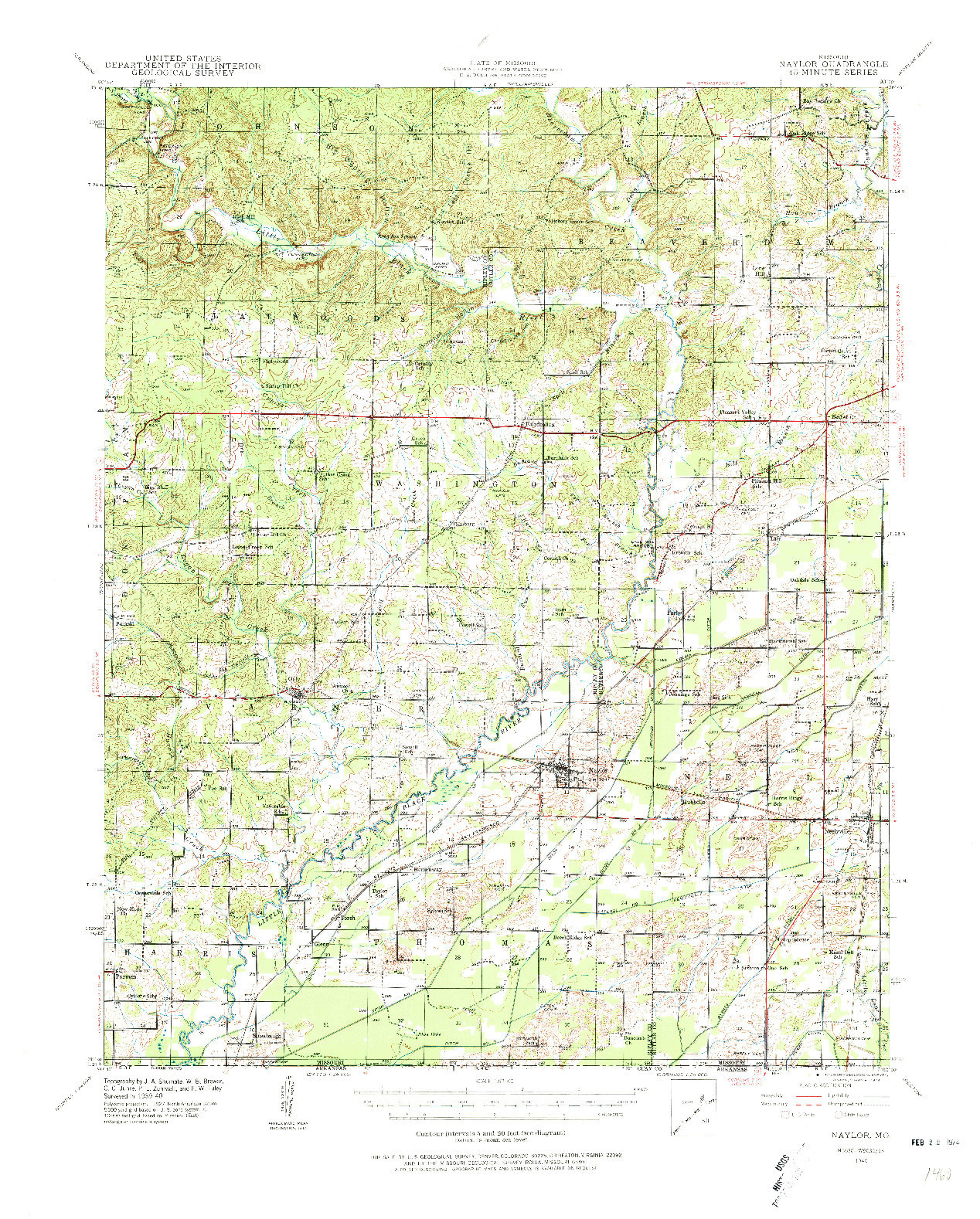 USGS 1:62500-SCALE QUADRANGLE FOR NAYLOR, MO 1940