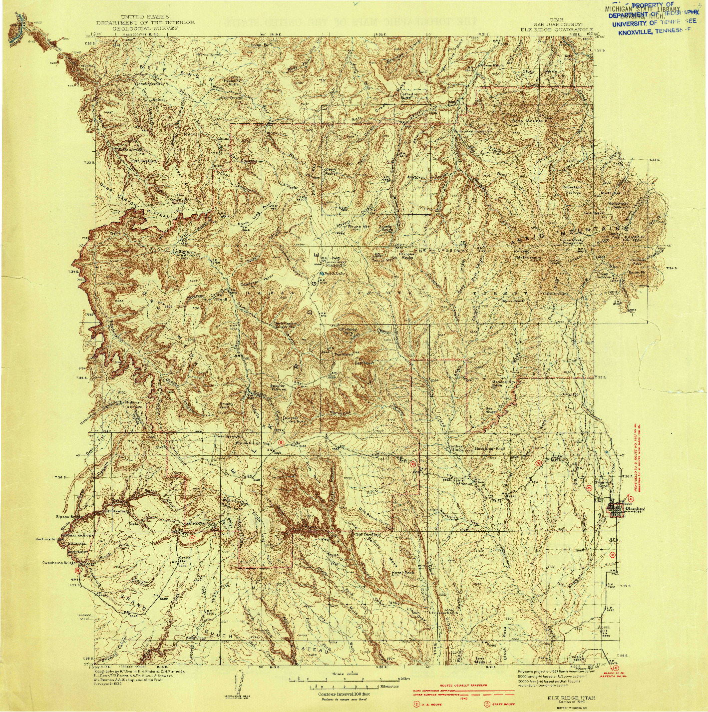 USGS 1:125000-SCALE QUADRANGLE FOR ELK RIDGE, UT 1940