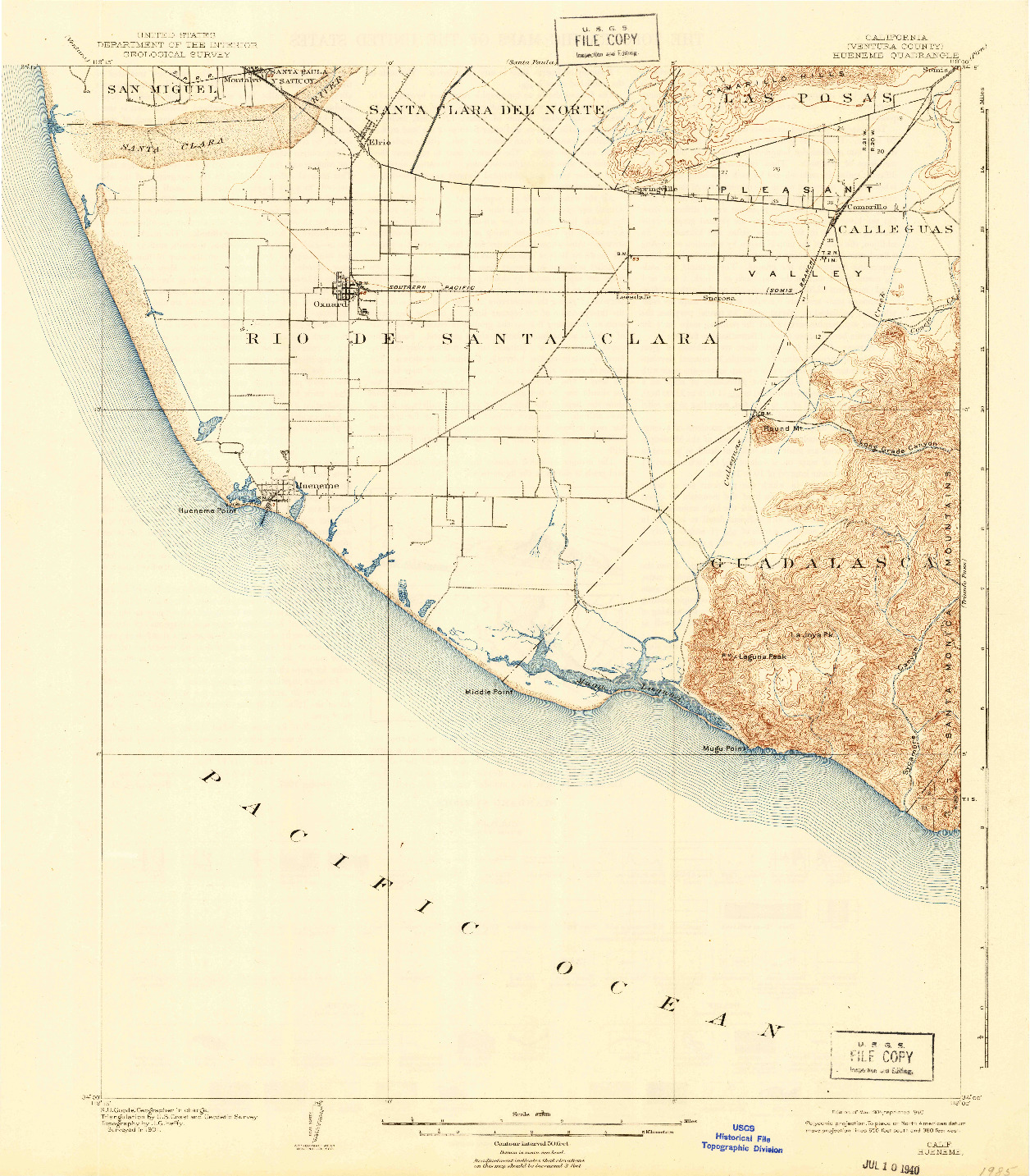 USGS 1:62500-SCALE QUADRANGLE FOR HUENEME, CA 1904