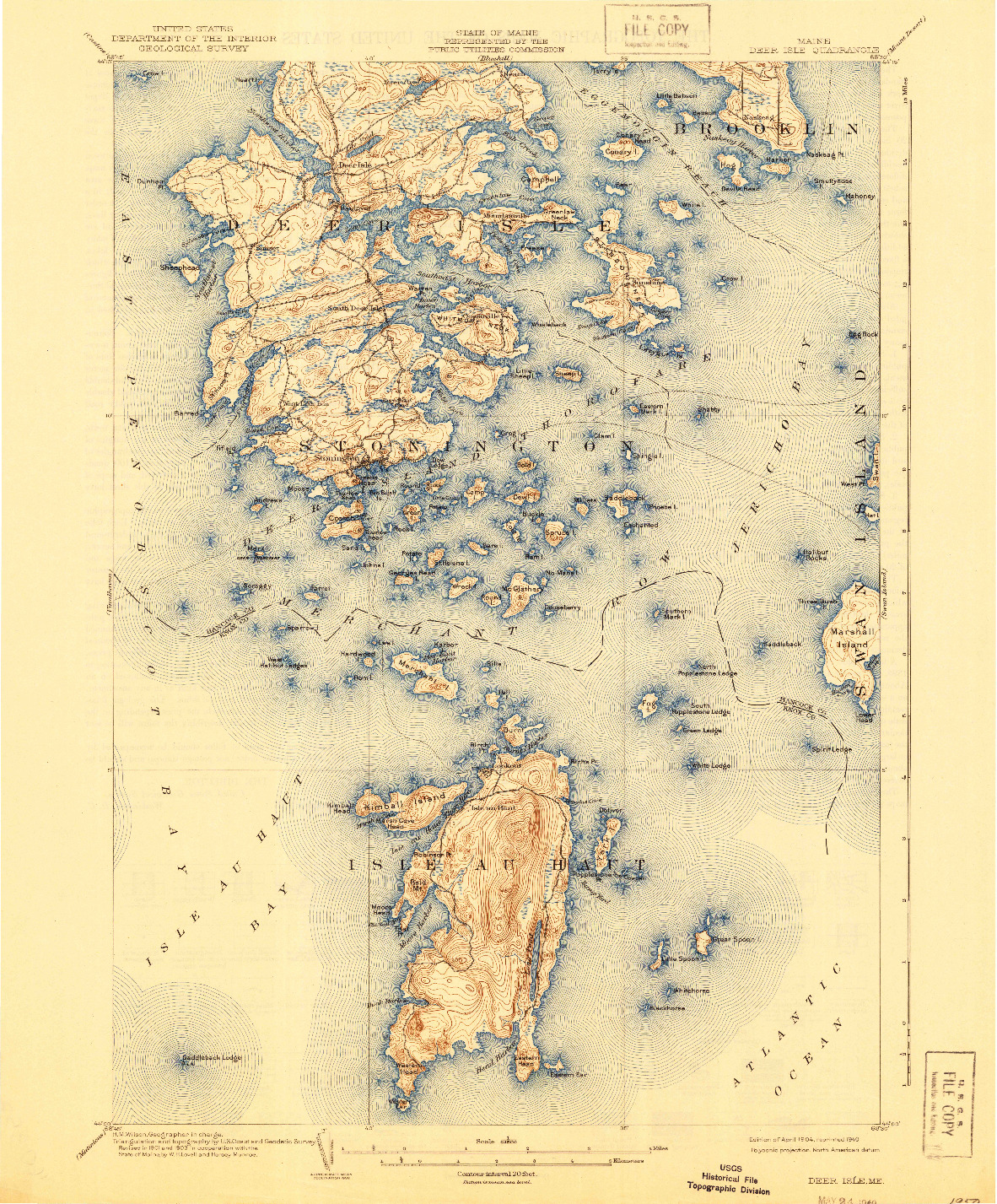 USGS 1:62500-SCALE QUADRANGLE FOR DEER ISLE, ME 1904