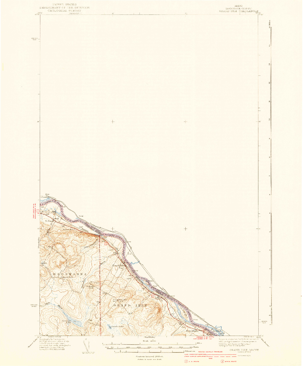 USGS 1:62500-SCALE QUADRANGLE FOR GRAND ISLE, ME 1940