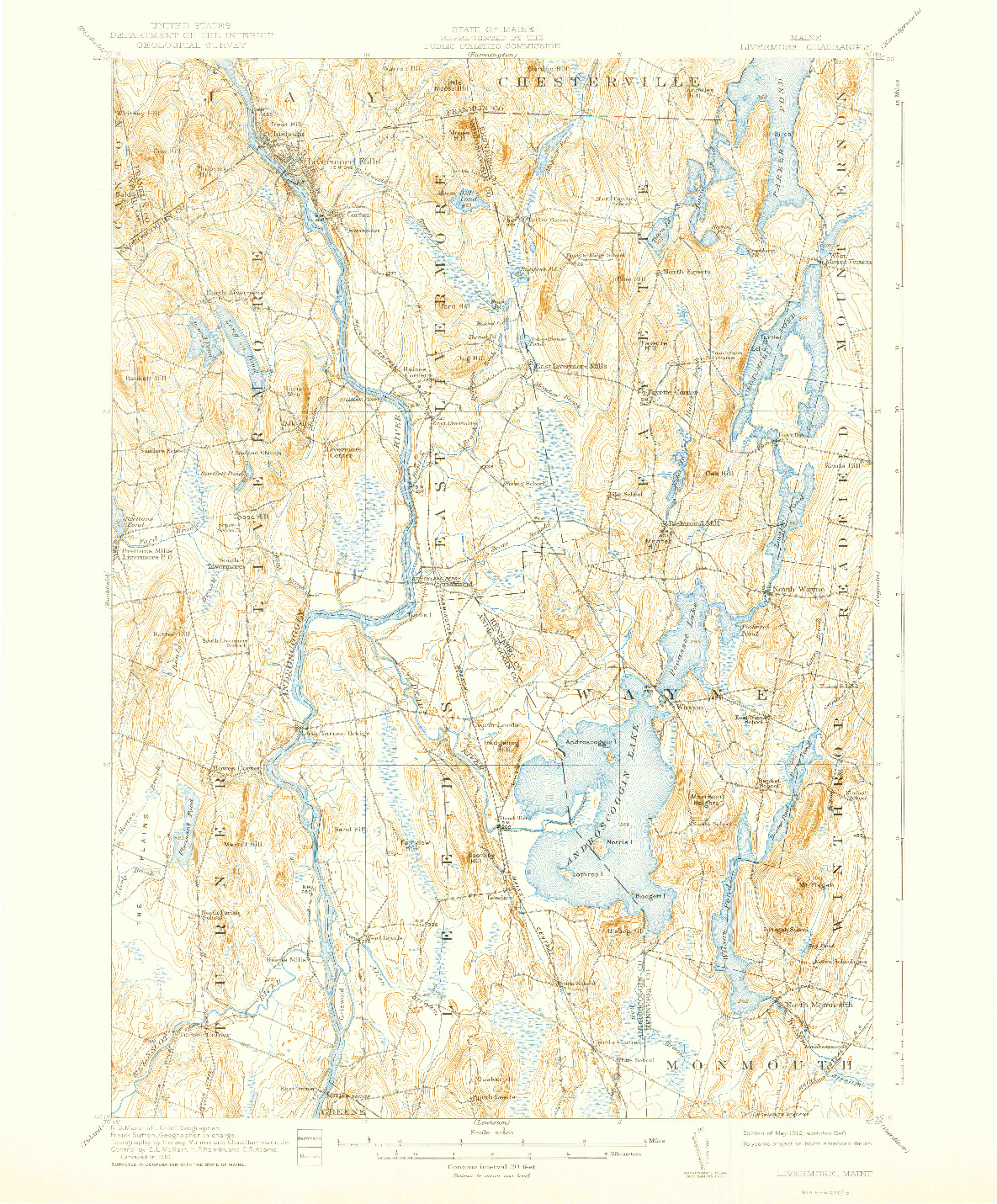 USGS 1:62500-SCALE QUADRANGLE FOR LIVERMORE, ME 1912