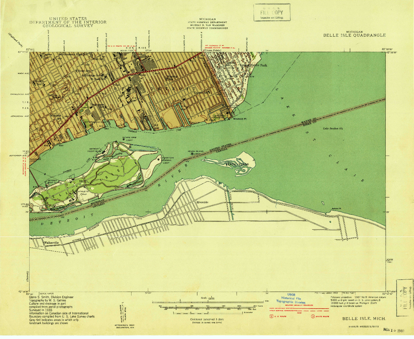 USGS 1:24000-SCALE QUADRANGLE FOR BELLE ISLE, MI 1938