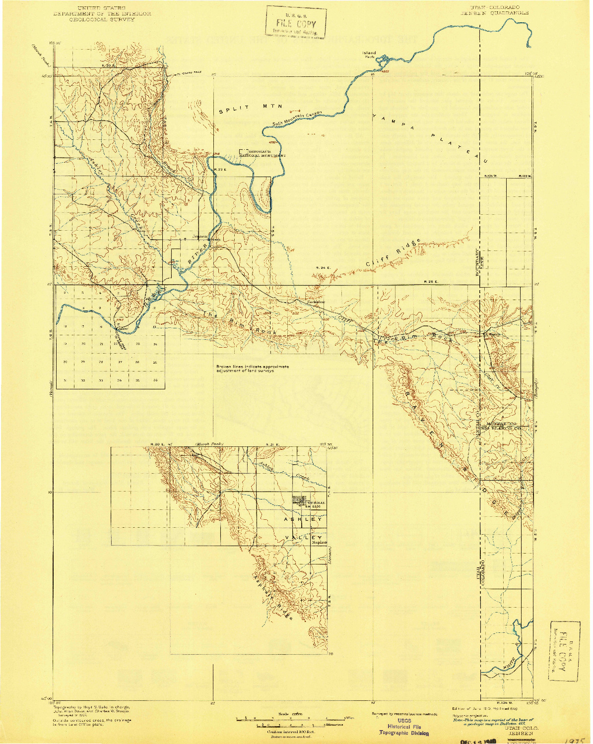 USGS 1:125000-SCALE QUADRANGLE FOR JENSEN, UT 1910