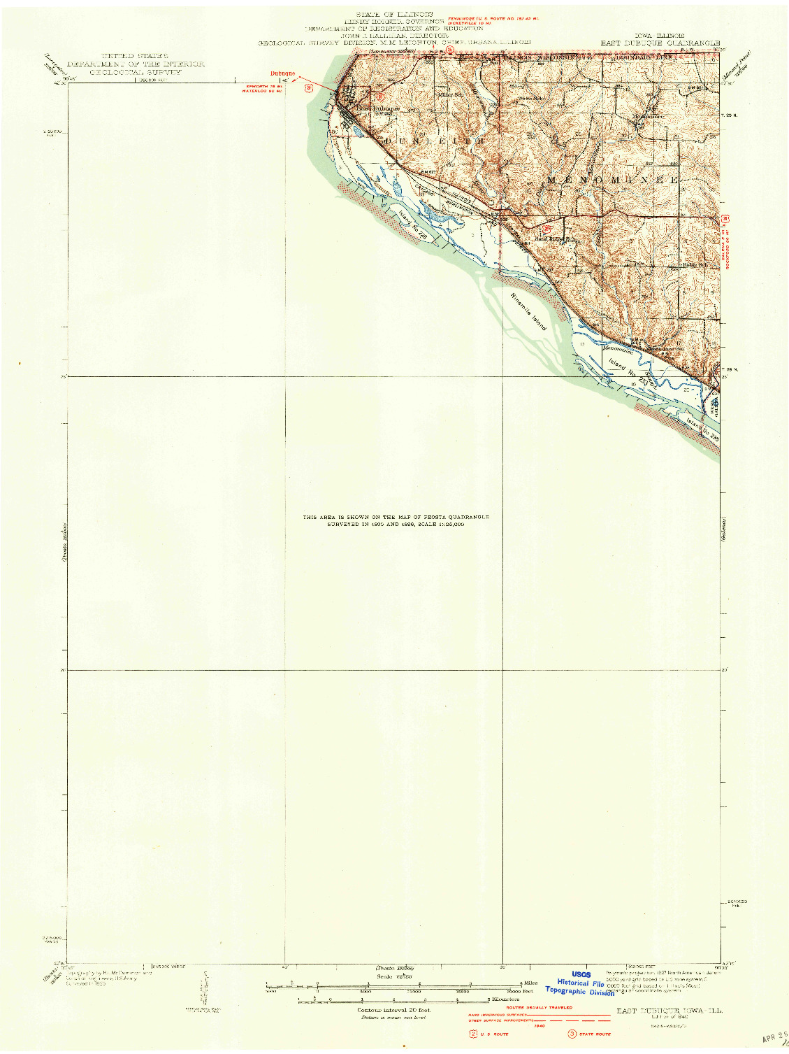 USGS 1:62500-SCALE QUADRANGLE FOR EAST DUBUQUE, IA 1940