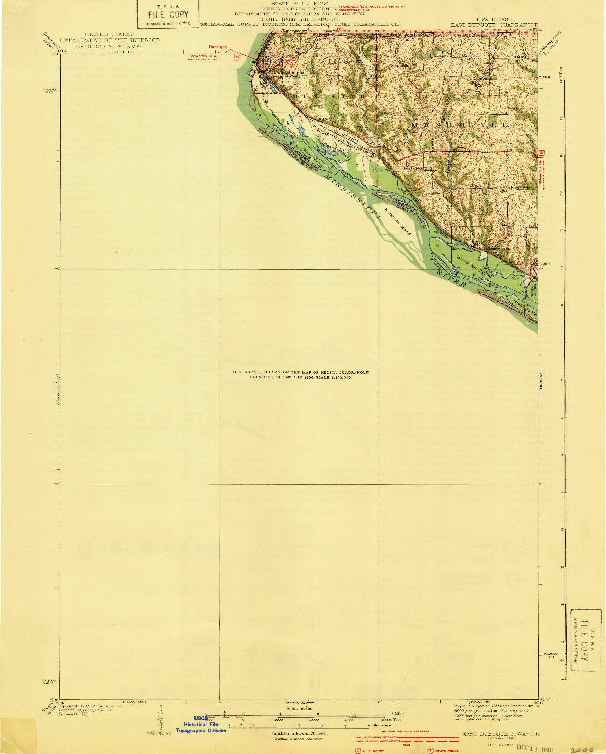 USGS 1:62500-SCALE QUADRANGLE FOR EAST DUBUQUE, IA 1940