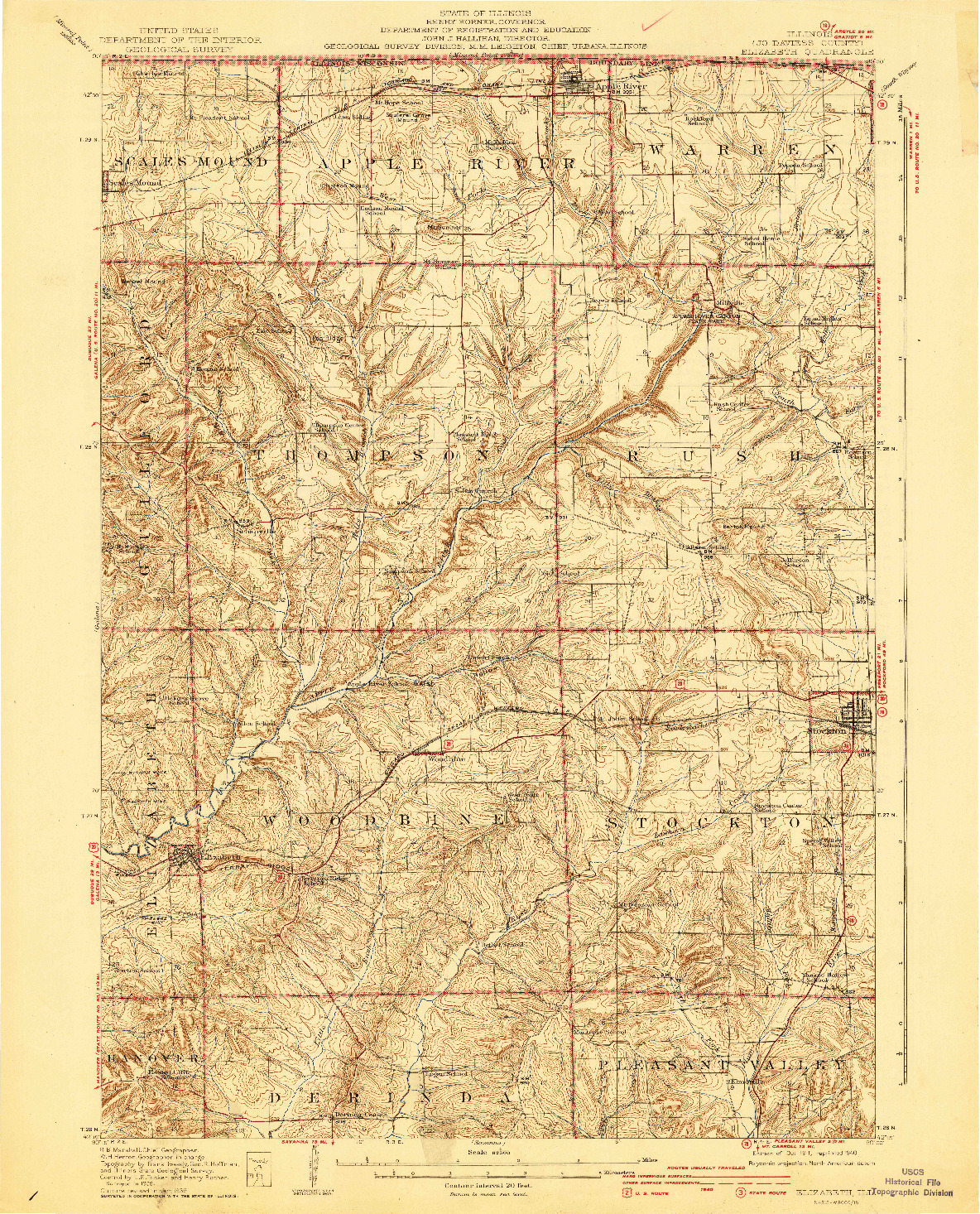 USGS 1:62500-SCALE QUADRANGLE FOR ELIZABETH, IL 1911