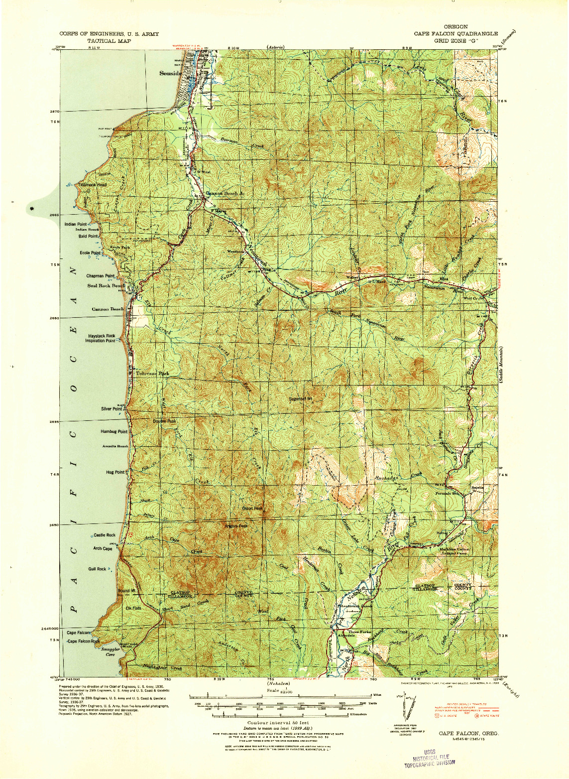 USGS 1:62500-SCALE QUADRANGLE FOR CAPE FALCON, OR 1940