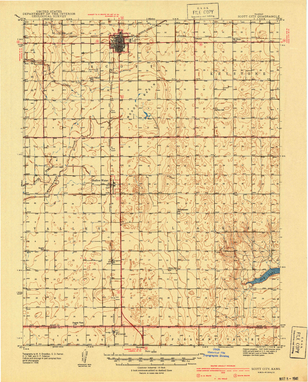 USGS 1:62500-SCALE QUADRANGLE FOR SCOTT CITY, KS 1940
