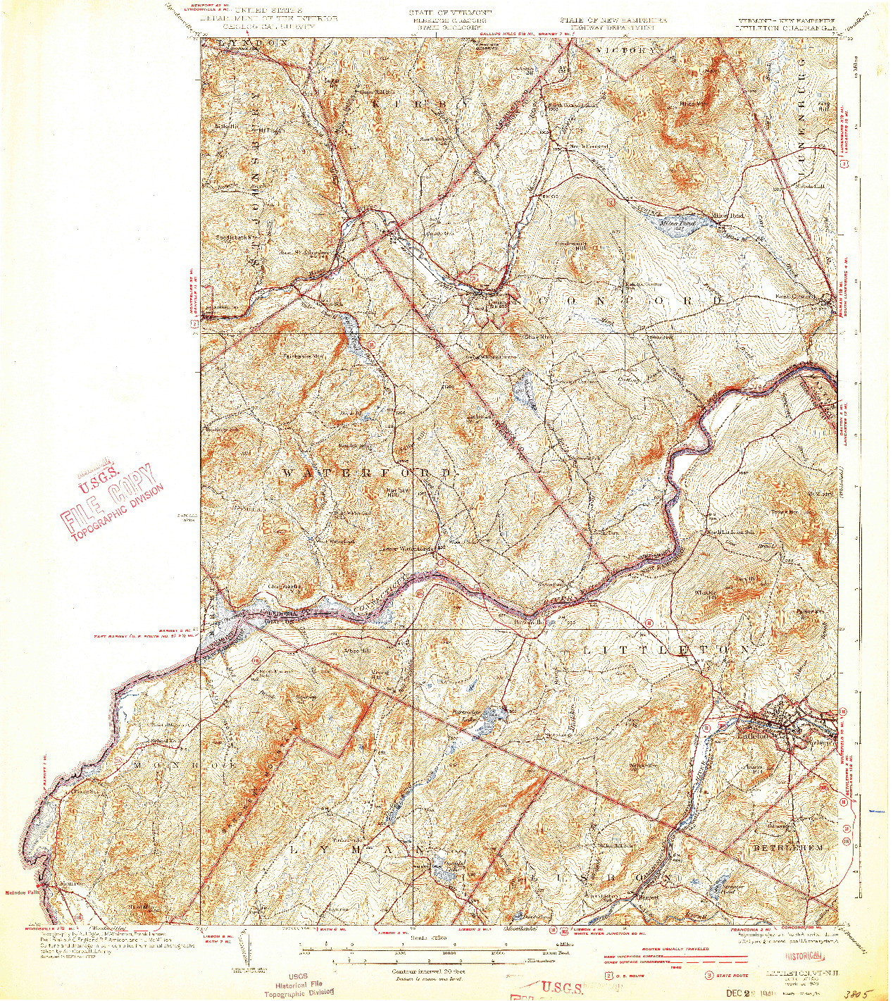 USGS 1:62500-SCALE QUADRANGLE FOR LITTLETON, VT 1935