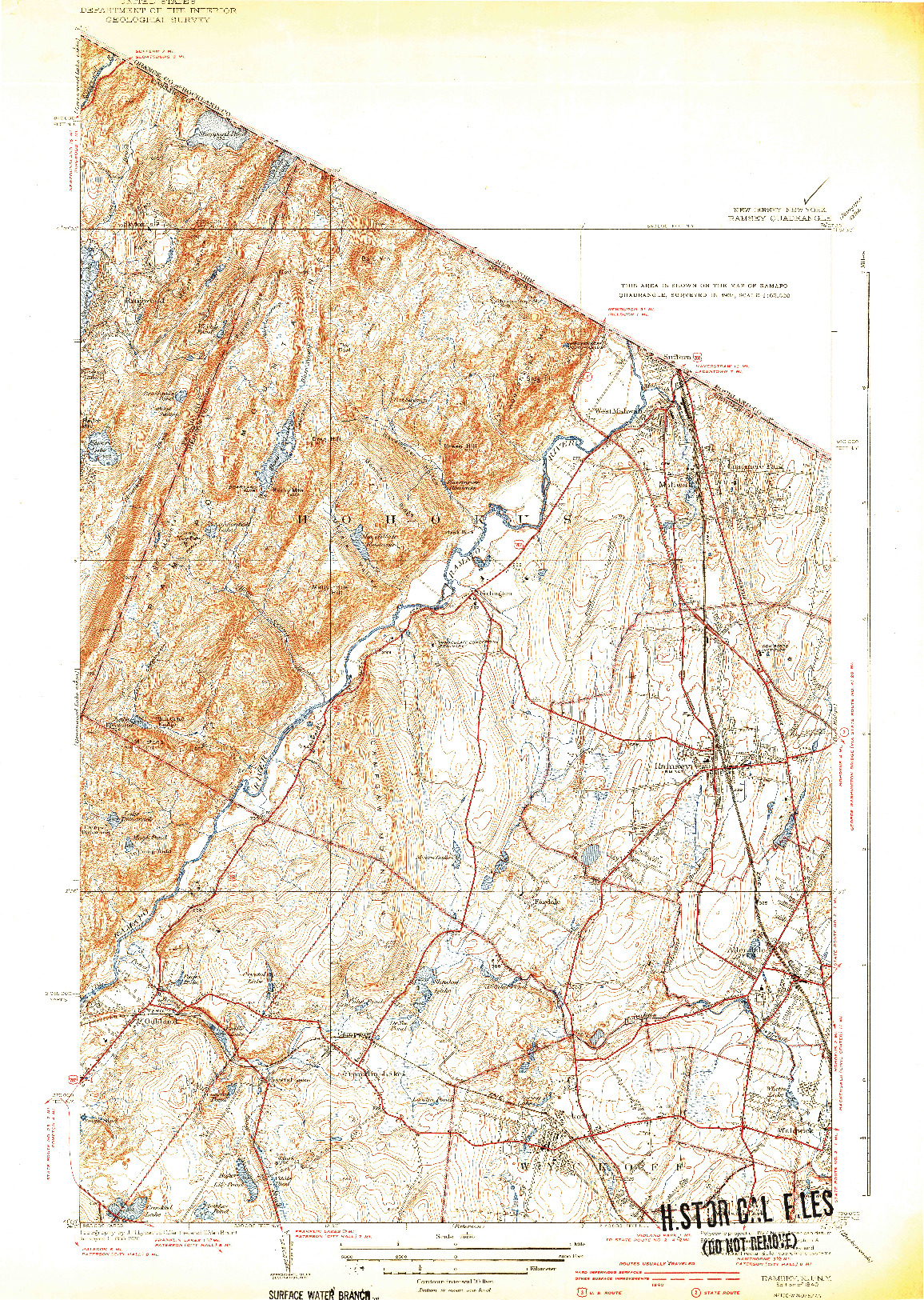 USGS 1:31680-SCALE QUADRANGLE FOR RAMSEY, NJ 1940