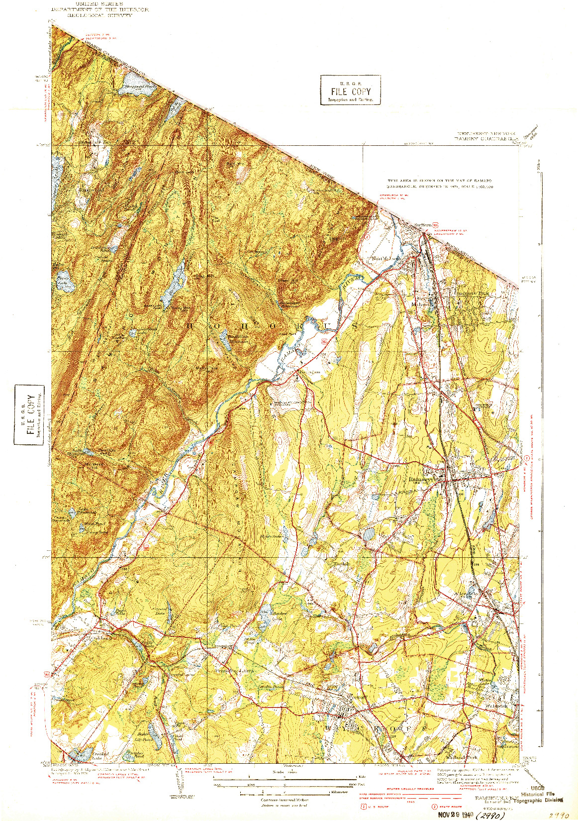 USGS 1:31680-SCALE QUADRANGLE FOR RAMSEY, NJ 1940