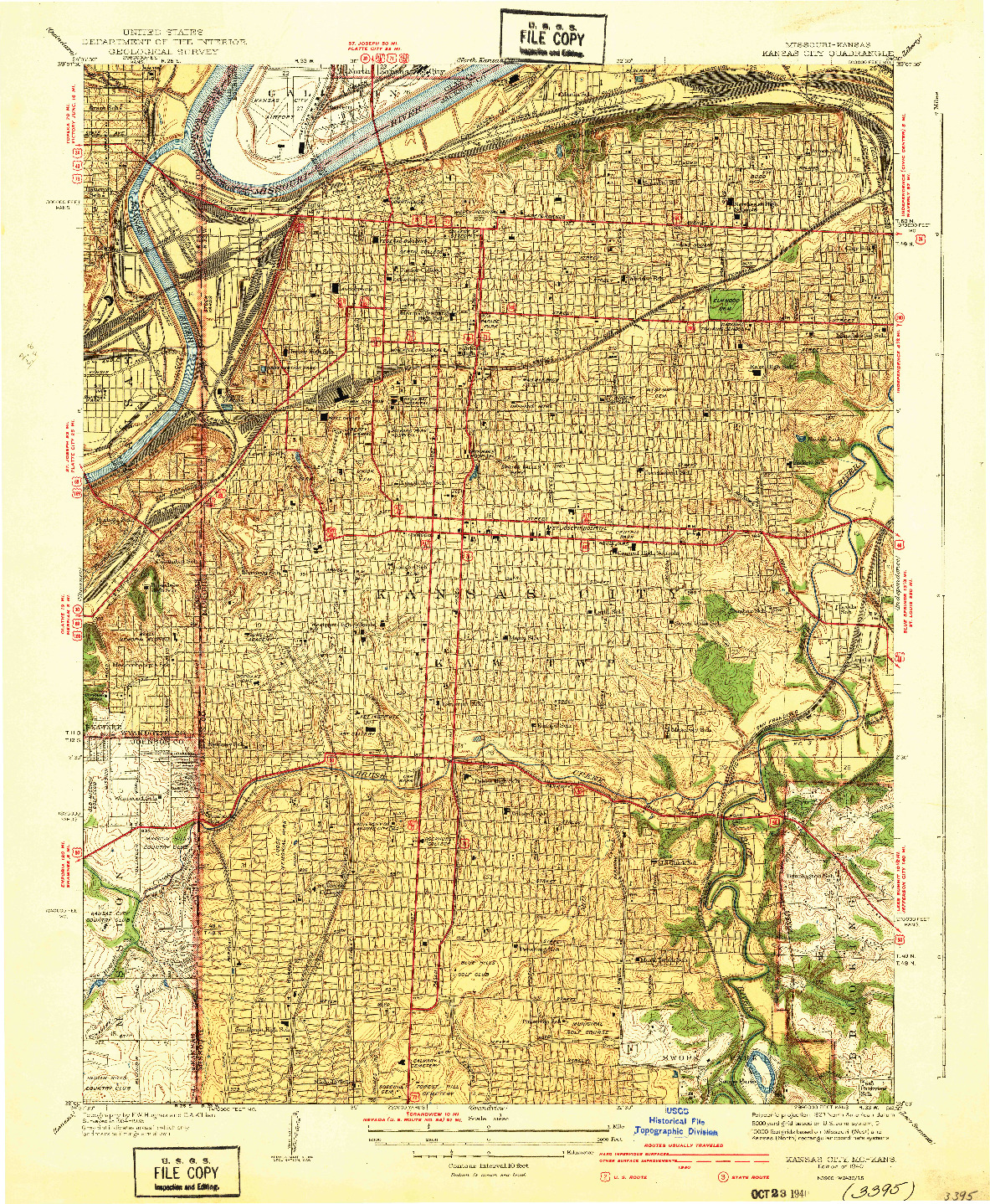 USGS 1:31680-SCALE QUADRANGLE FOR KANSAS CITY, MO 1940