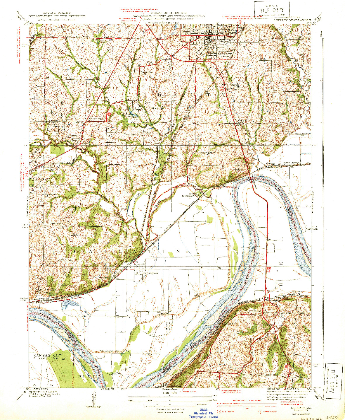 USGS 1:31680-SCALE QUADRANGLE FOR LIBERTY, MO 1940