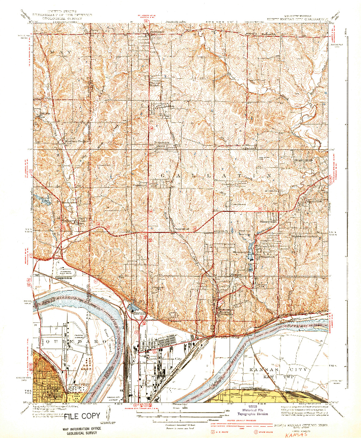 USGS 1:31680-SCALE QUADRANGLE FOR NORTH KANSAS CITY, MO 1940