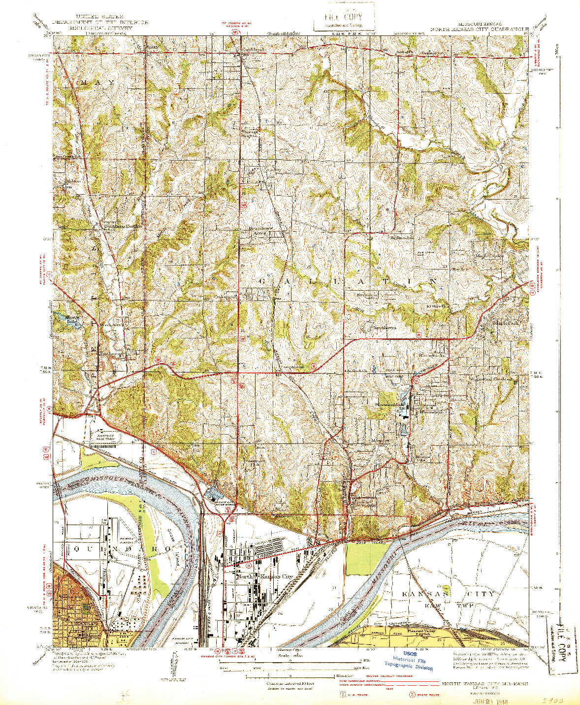 USGS 1:31680-SCALE QUADRANGLE FOR NORTH KANSAS CITY, MO 1940