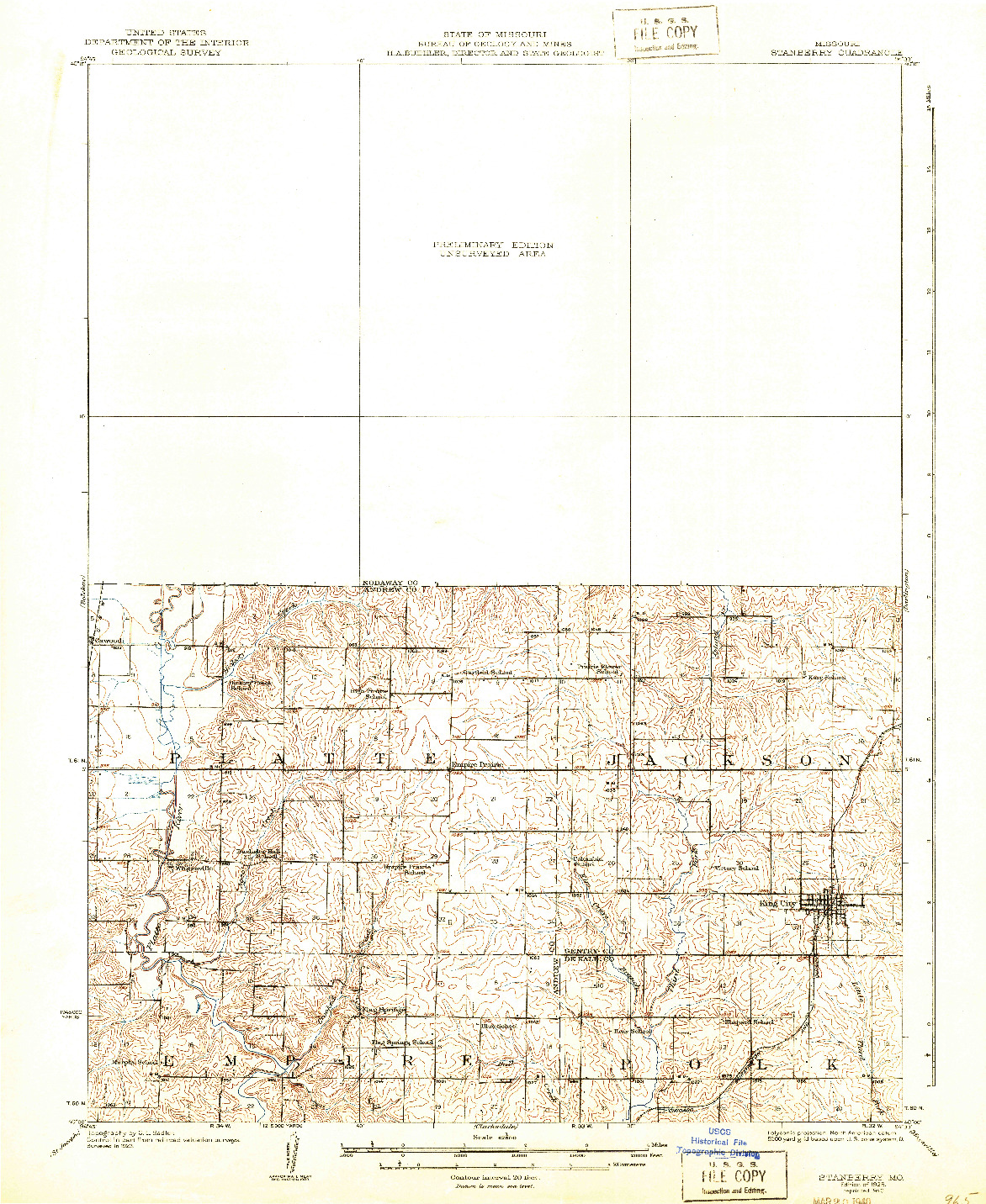 USGS 1:62500-SCALE QUADRANGLE FOR STANBERRY, MO 1925