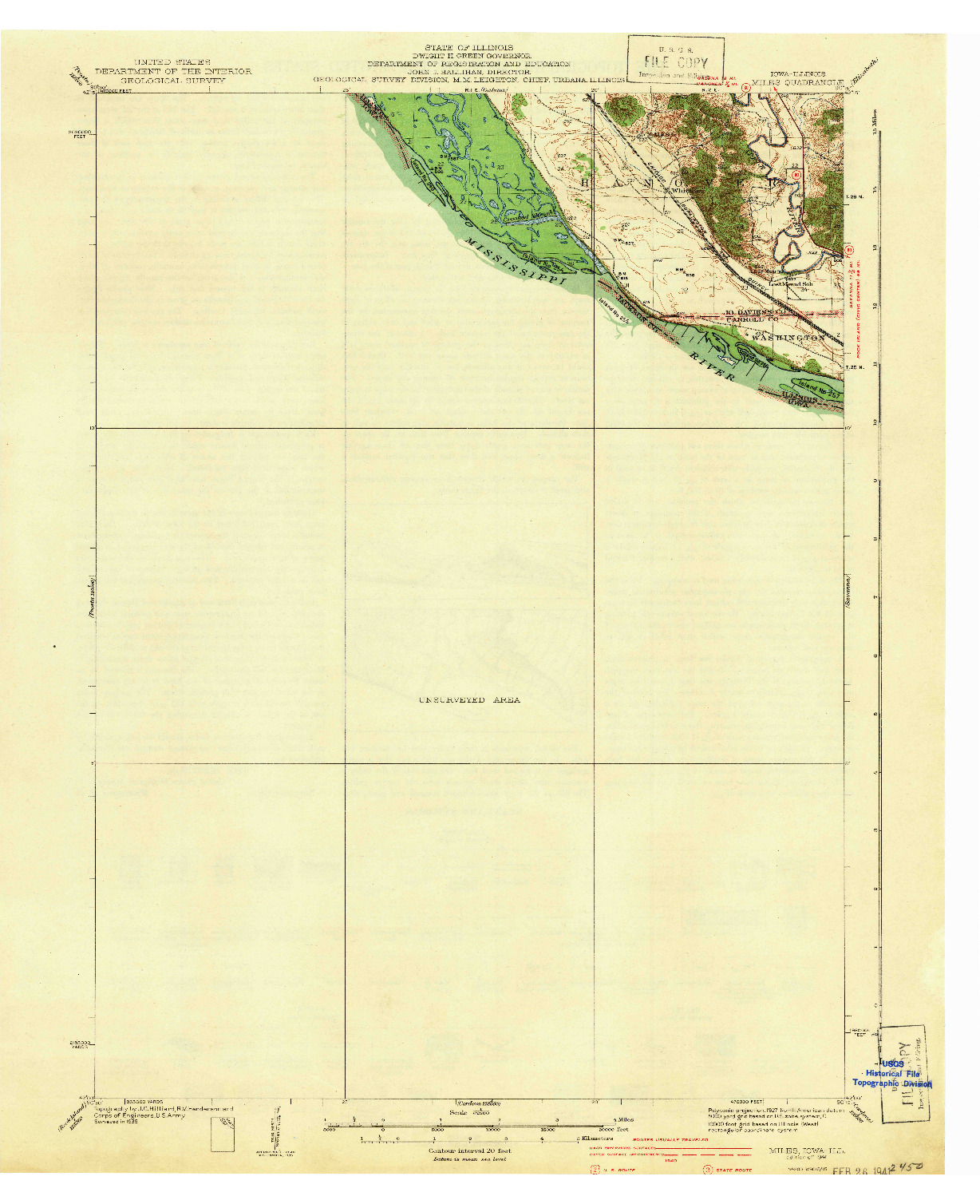 USGS 1:62500-SCALE QUADRANGLE FOR MILES, IA 1941