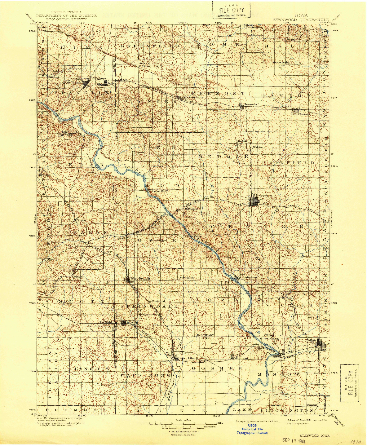 USGS 1:125000-SCALE QUADRANGLE FOR STANWOOD, IA 1901