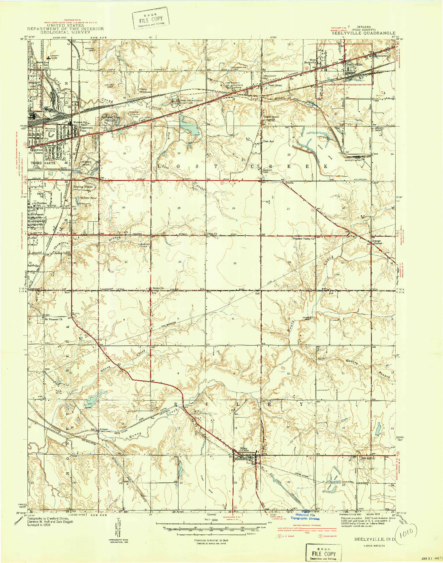 USGS 1:24000-SCALE QUADRANGLE FOR SEELYVILLE, IN 1941