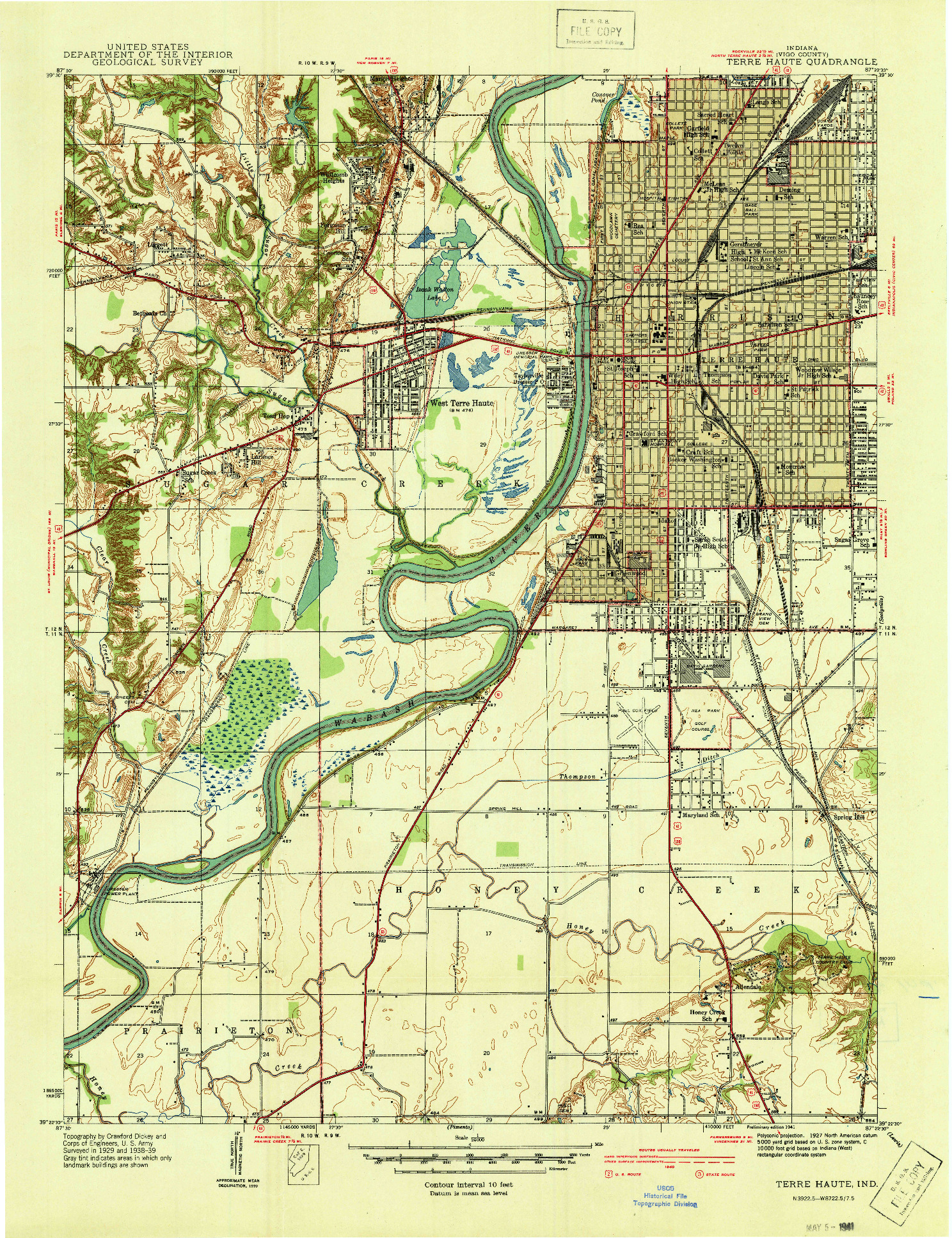 USGS 1:24000-SCALE QUADRANGLE FOR TERRE HAUTE, IN 1941