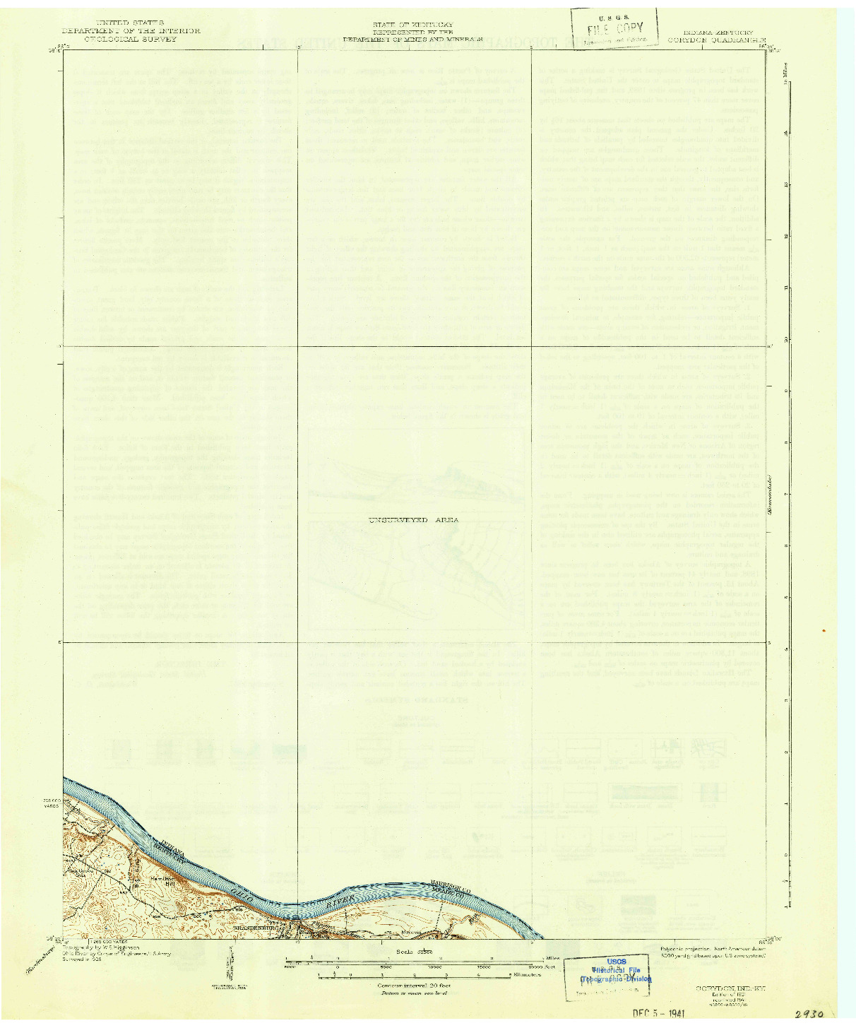 USGS 1:62500-SCALE QUADRANGLE FOR CORYDON, IN 1931