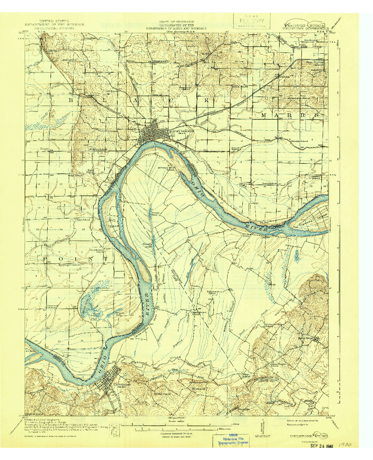 USGS 1:62500-SCALE QUADRANGLE FOR UNIONTOWN, IN 1917
