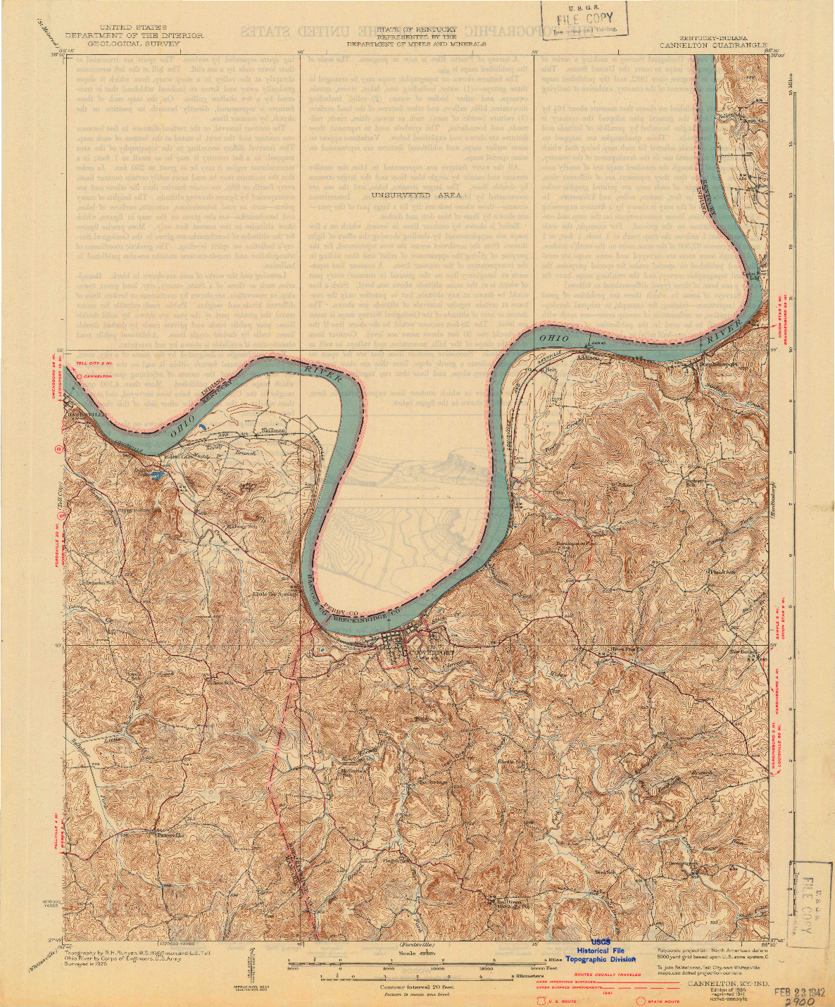 USGS 1:62500-SCALE QUADRANGLE FOR CANNELTON, KY 1934