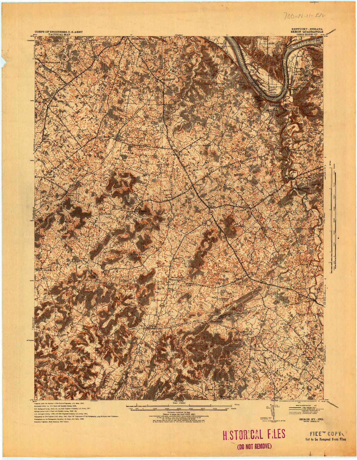 USGS 1:62500-SCALE QUADRANGLE FOR EKRON, KY 1941