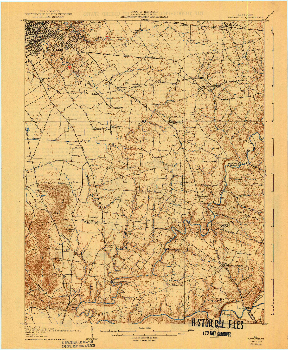 USGS 1:62500-SCALE QUADRANGLE FOR LOUISVILLE, KY 1907